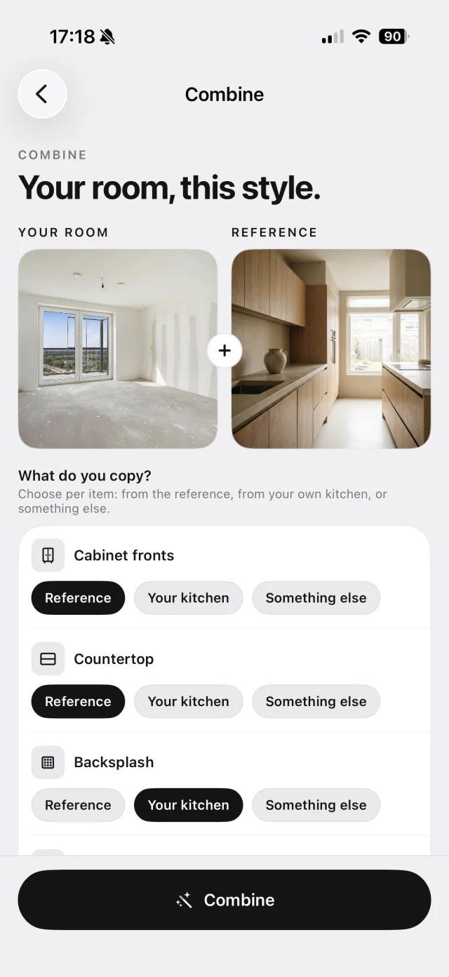 Copying a reference kitchen: choosing which elements to take over